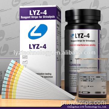 Tiras de teste de reagente de urina médica LYZ 4 parâmetros